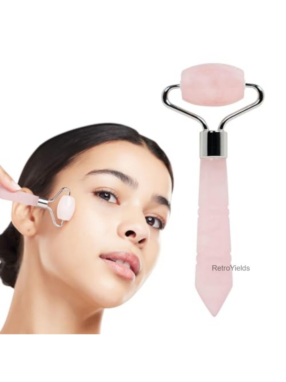 Mini Rose Quartz Facial Roller Gua Sha Skin Care Tool Set